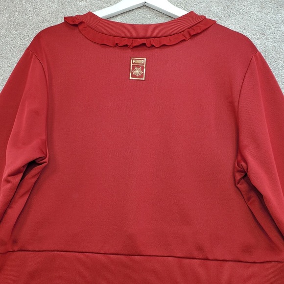 Puma X Charlotte Olympia Cropped Sweatshirt Women's Large Red Dahlia Pullover - Picture 9 of 16